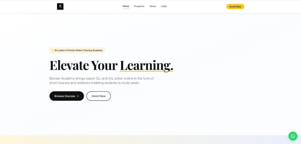 Elevate Academy website preview
